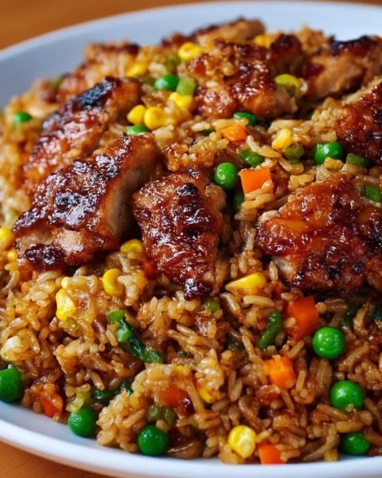 Sticky Teriyaki Chicken Fried Rice Skillet with vibrant vegetables