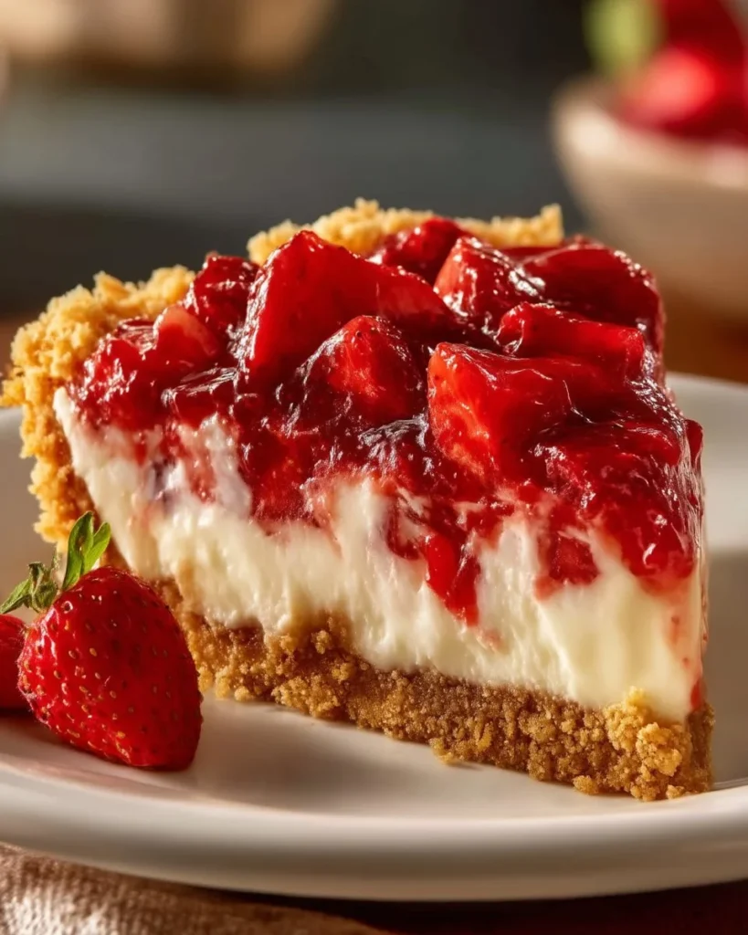 Delicious strawberry cheesecake dump dessert featuring creamy layers and fresh strawberries