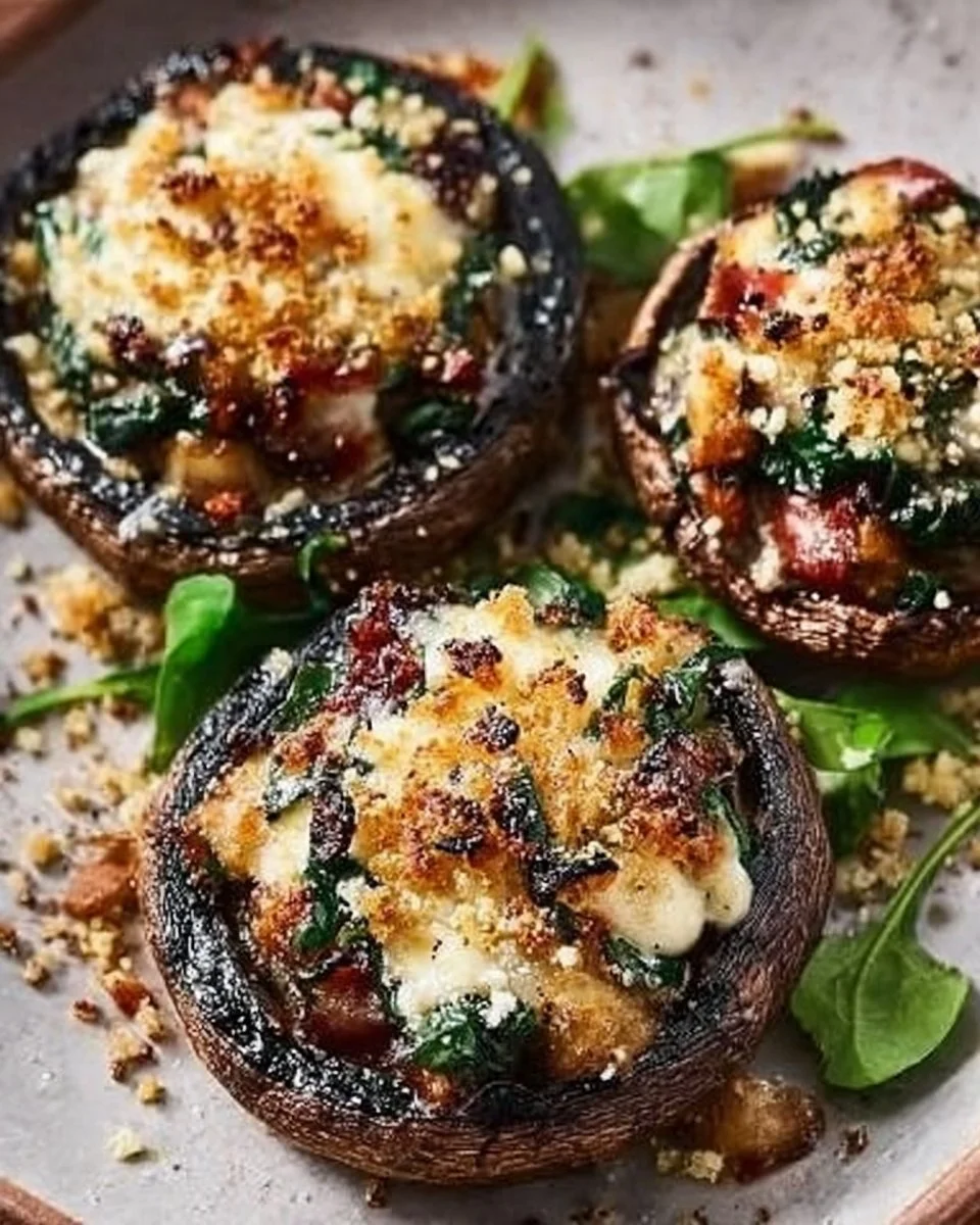 Delicious stuffed portobello mushrooms filled with savory ingredients