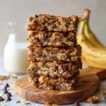 Delicious baked oatmeal breakfast bars ready to serve with toppings.