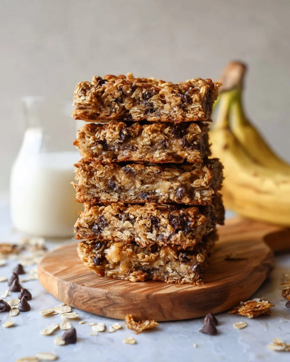 Delicious baked oatmeal breakfast bars ready to serve with toppings.