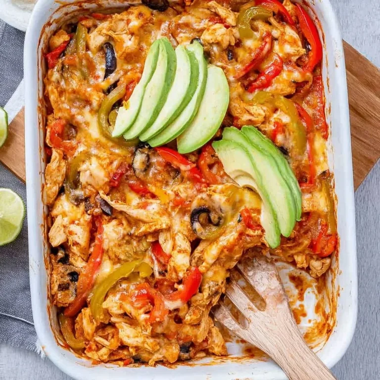 Delicious Chicken Fajita Casserole served in a baking dish