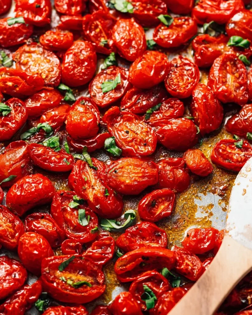 Delicious roasted cherry tomatoes served as a vibrant side dish.