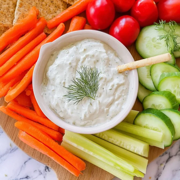 Delicious Greek Yogurt Ranch Dip served with fresh vegetables