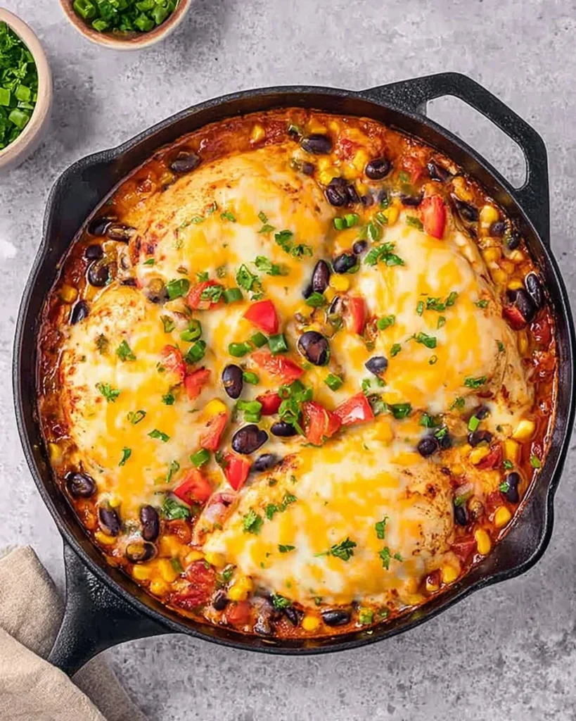 Delicious Santa Fe Chicken served on a plate with vibrant garnishes