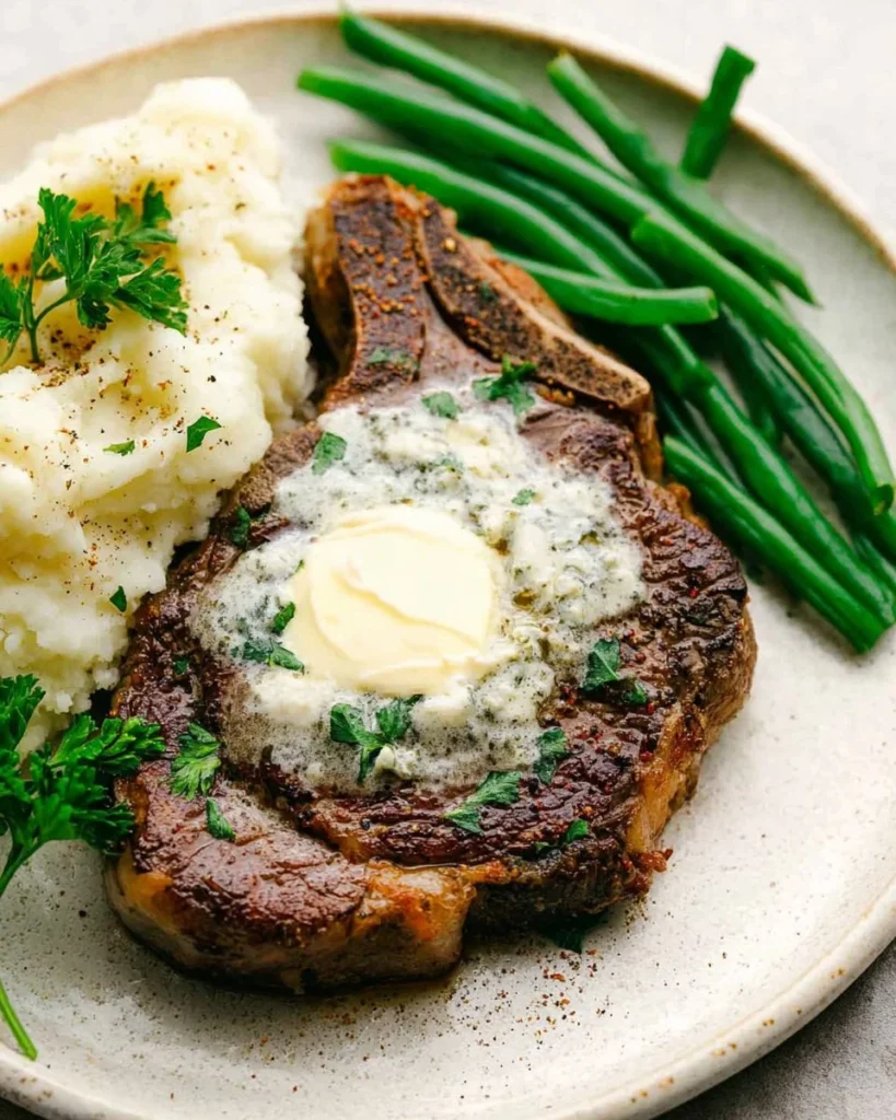 Juicy air fryer steak cooked to perfection with seasonings and herbs.
