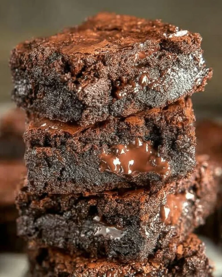 Homemade Greek yogurt brownies topped with chocolate drizzle.