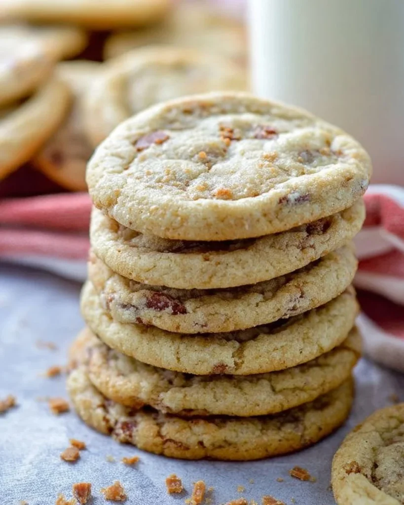 Delicious toffee drop cookies on a plate, perfect for dessert.
