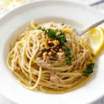Delicious Tuna Pasta with Capers served in a bowl