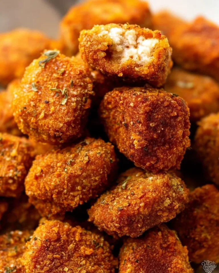 Plate of crispy and crunchy vegan chicken nuggets with dipping sauce
