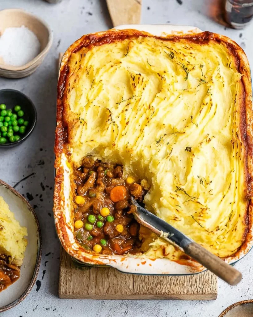 Delicious Vegetarian Shepherd's Pie with vibrant vegetables and creamy mashed potatoes