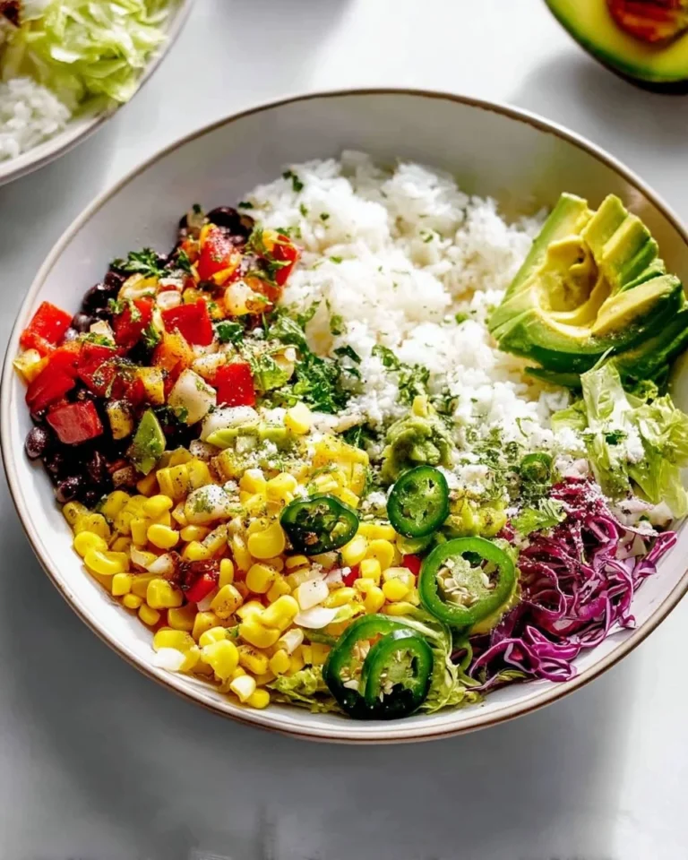 Colorful Veggie Burrito Bowl with beans, rice, and fresh vegetables