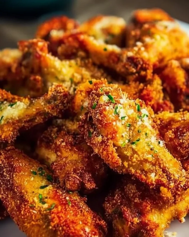 Crispy Air Fryer Parmesan Crusted Chicken Wings served on a plate