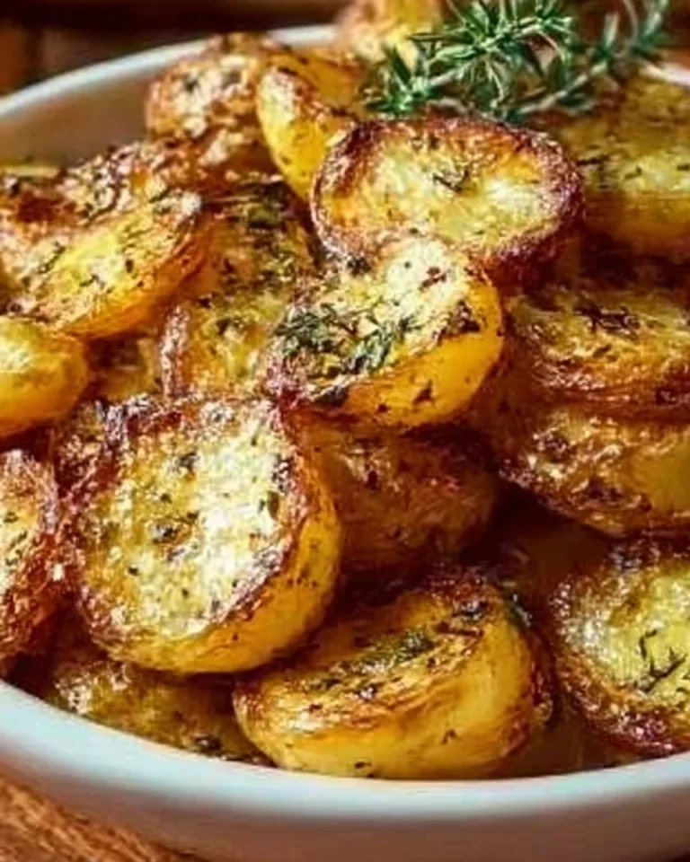 Delicious authentic Greek potatoes dish served with herbs and spices