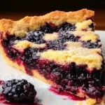 Freshly baked blackberry shortbread wedges with juicy berries