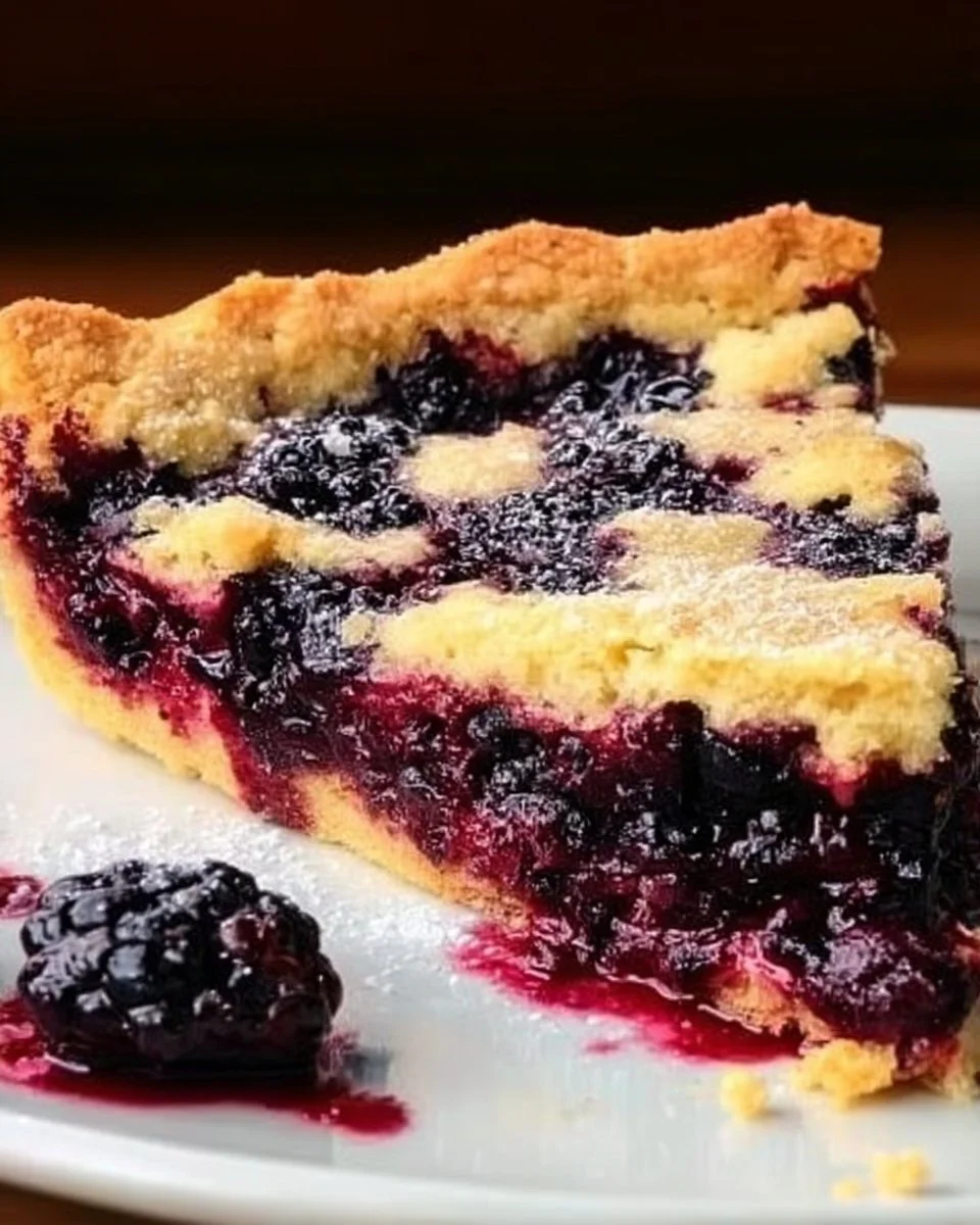 Freshly baked blackberry shortbread wedges with juicy berries