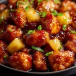 Delicious Brown Sugar Pineapple Chicken recipe served on a plate