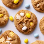 Delicious Cadbury Egg Cookies with chocolate pieces and creamy filling.