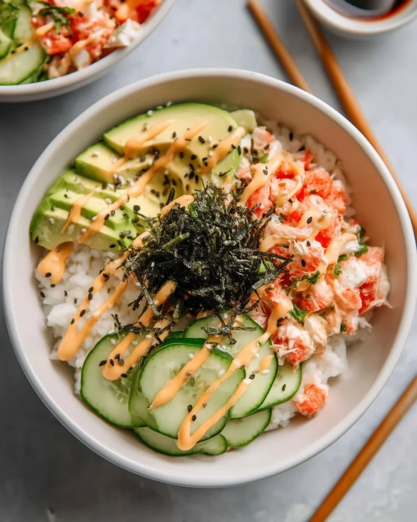 California Roll Sushi Bowl featuring fresh ingredients and vibrant colors