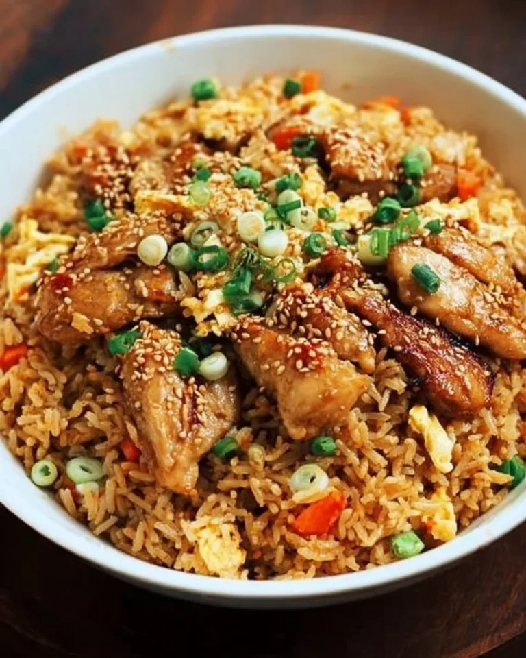 Delicious chicken fried rice served in a bowl, perfect family meal
