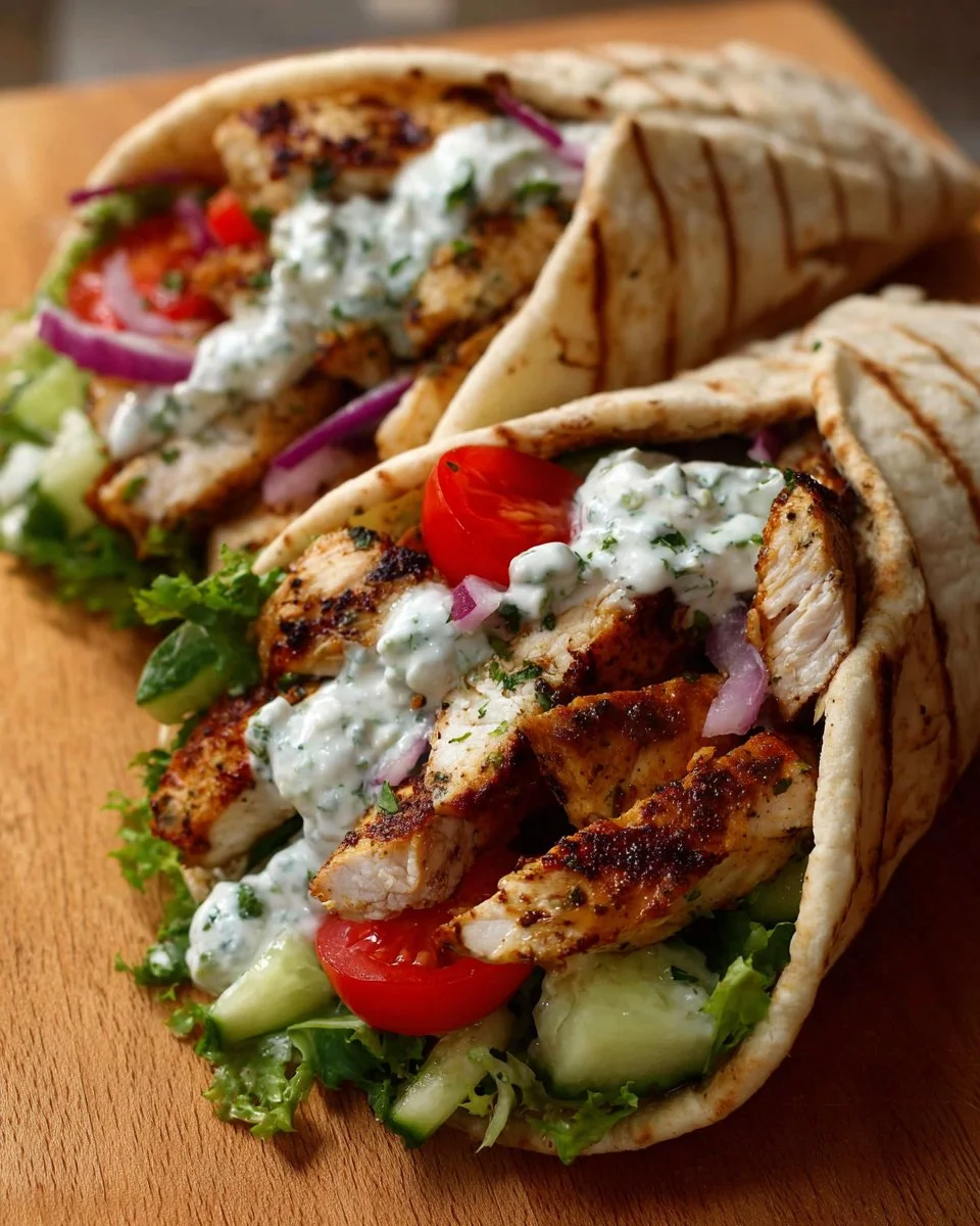 Delicious Chicken Pita Wraps filled with grilled chicken and fresh veggies