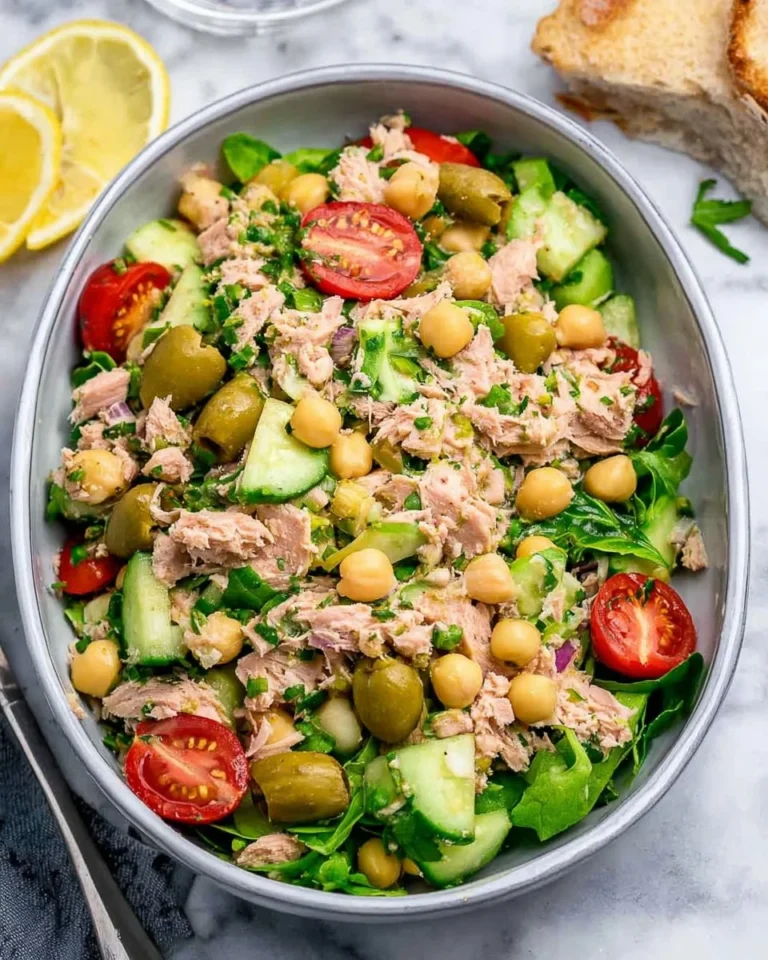 Chickpea Tuna Salad, a high-protein meal perfect for busy families
