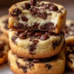 Delicious chocolate chip cheesecake cookies on a plate