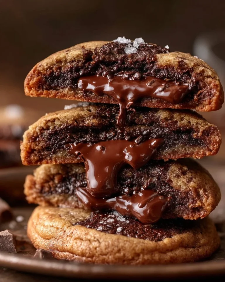 Chocolate filled cookies with melting chocolate center