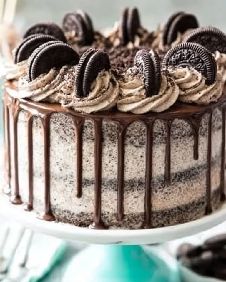 Delicious Chocolate Oreo Cake with crushed Oreos and rich chocolate frosting