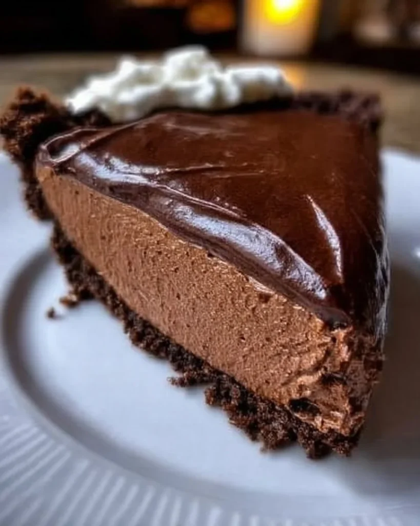 Delicious Chocolate Truffle Pie with a rich chocolate filling and crust