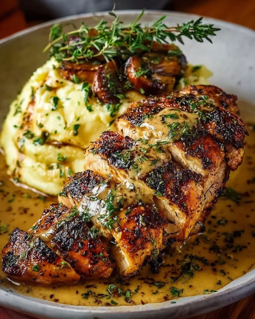 Delicious Creamy Morton’s Steakhouse Chicken served with gourmet sides