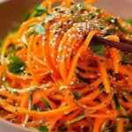 Crisp Cucumber and Carrot Salad in a bowl, showcasing fresh vegetables.