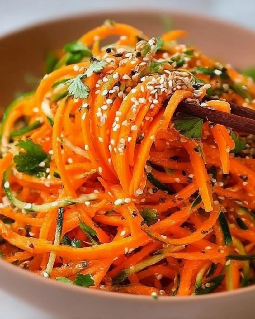 Crisp Cucumber and Carrot Salad in a bowl, showcasing fresh vegetables.