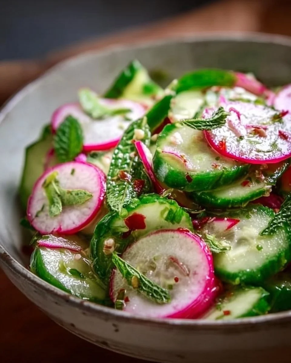 Fresh Cucumber Radish Salad with vibrant vegetables in a bowl