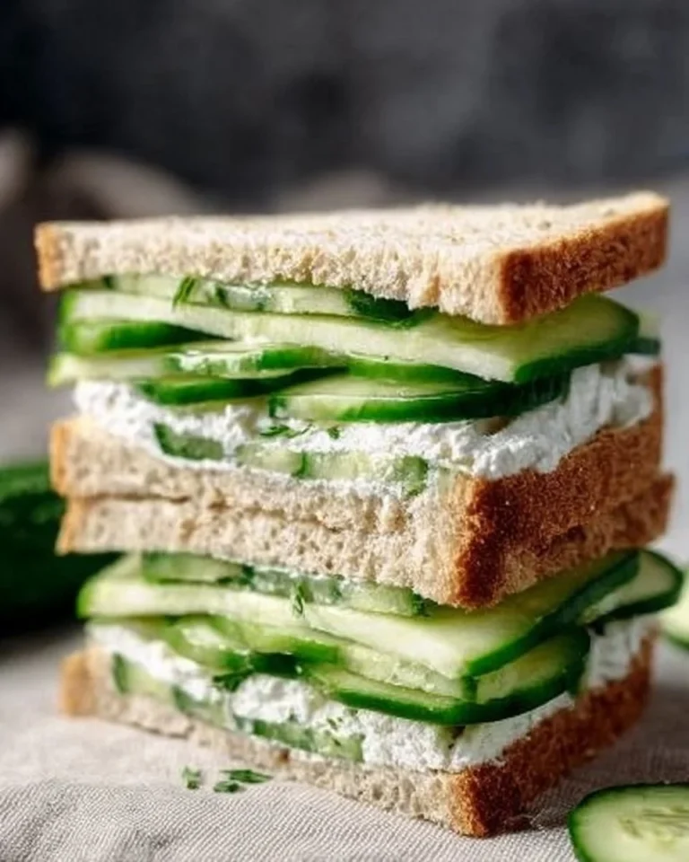 Fresh cucumber sandwiches on a platter, perfect for tea time or summer gatherings.