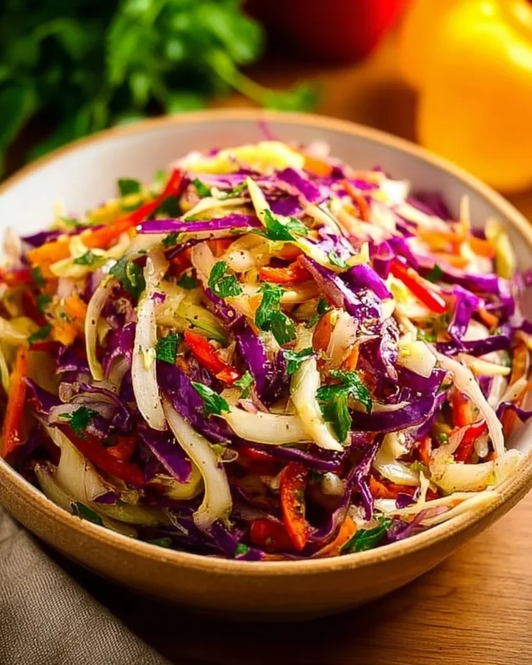 Colorful dairy-free Mexican coleslaw in a serving bowl with fresh vegetables.