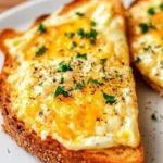 Delicious egg and cheese toasts topped with herbs and spices