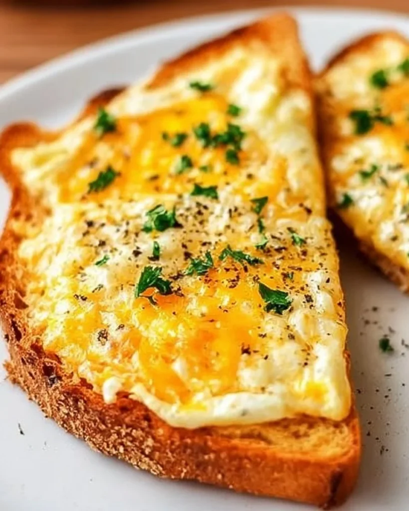 Delicious egg and cheese toasts topped with herbs and spices