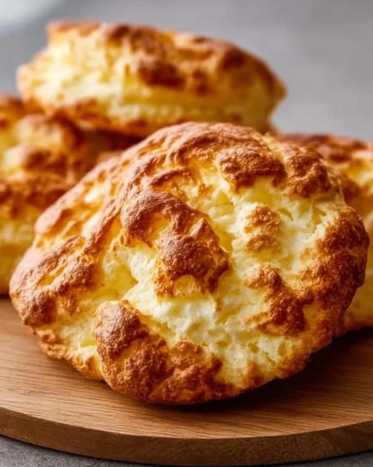 Fluffy cottage cheese cloud bread served on a plate