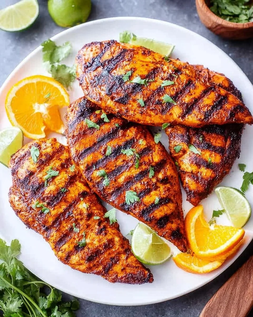 Delicious grilled chicken served with fresh herbs and vegetables.