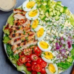 Grilled Chicken Cobb Salad with fresh veggies and toppings