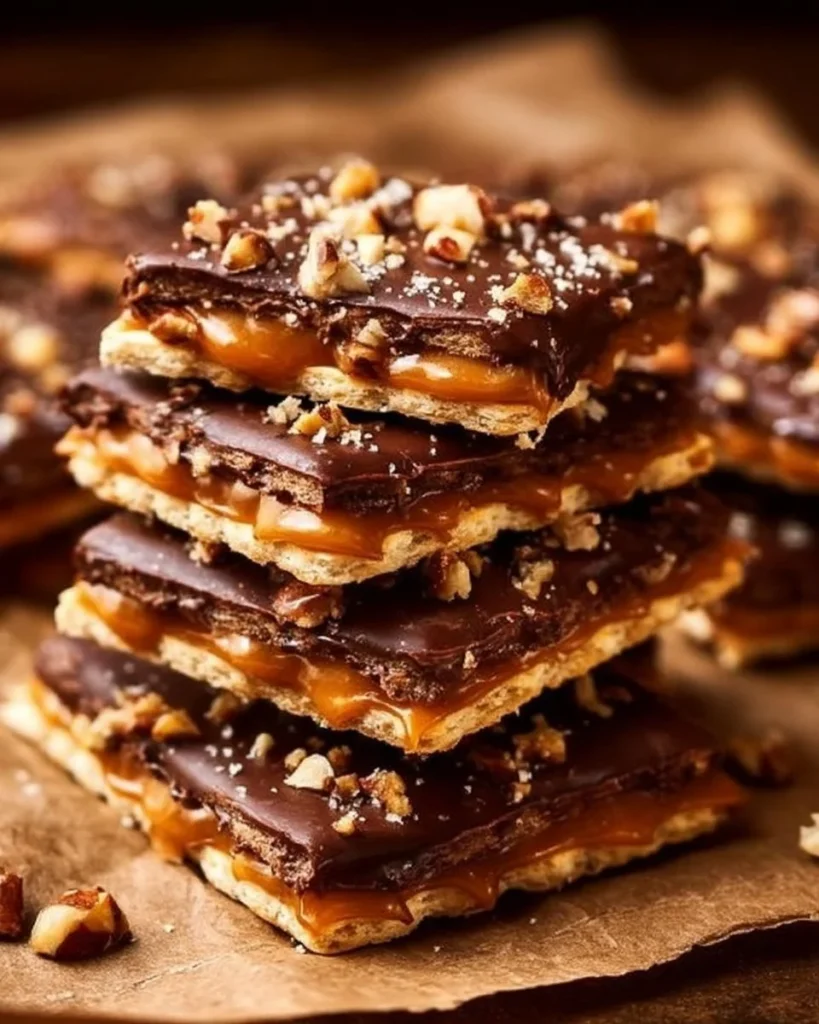 Delicious homemade toffee crack made with Saltine crackers and topped with chocolate.