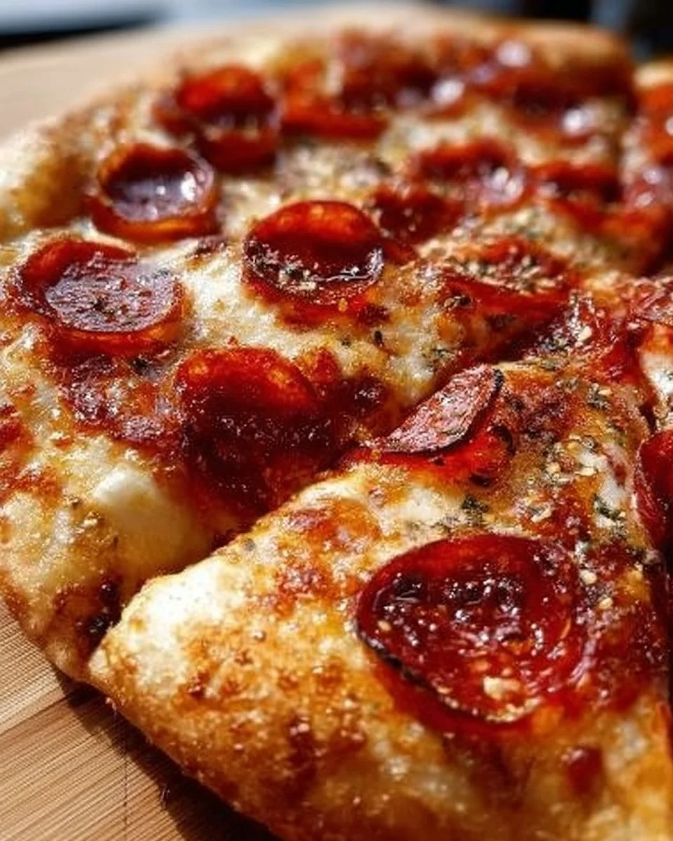 Delicious hot honey pizza topped with cheese and drizzled honey