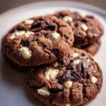 Delicious cookies and cream cookies decorated with chocolate chunks