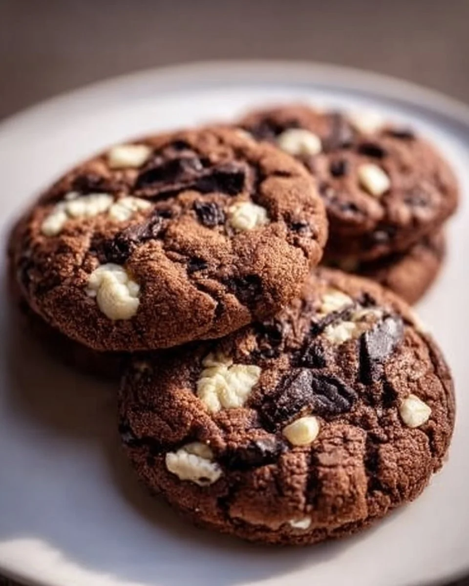 Delicious cookies and cream cookies decorated with chocolate chunks