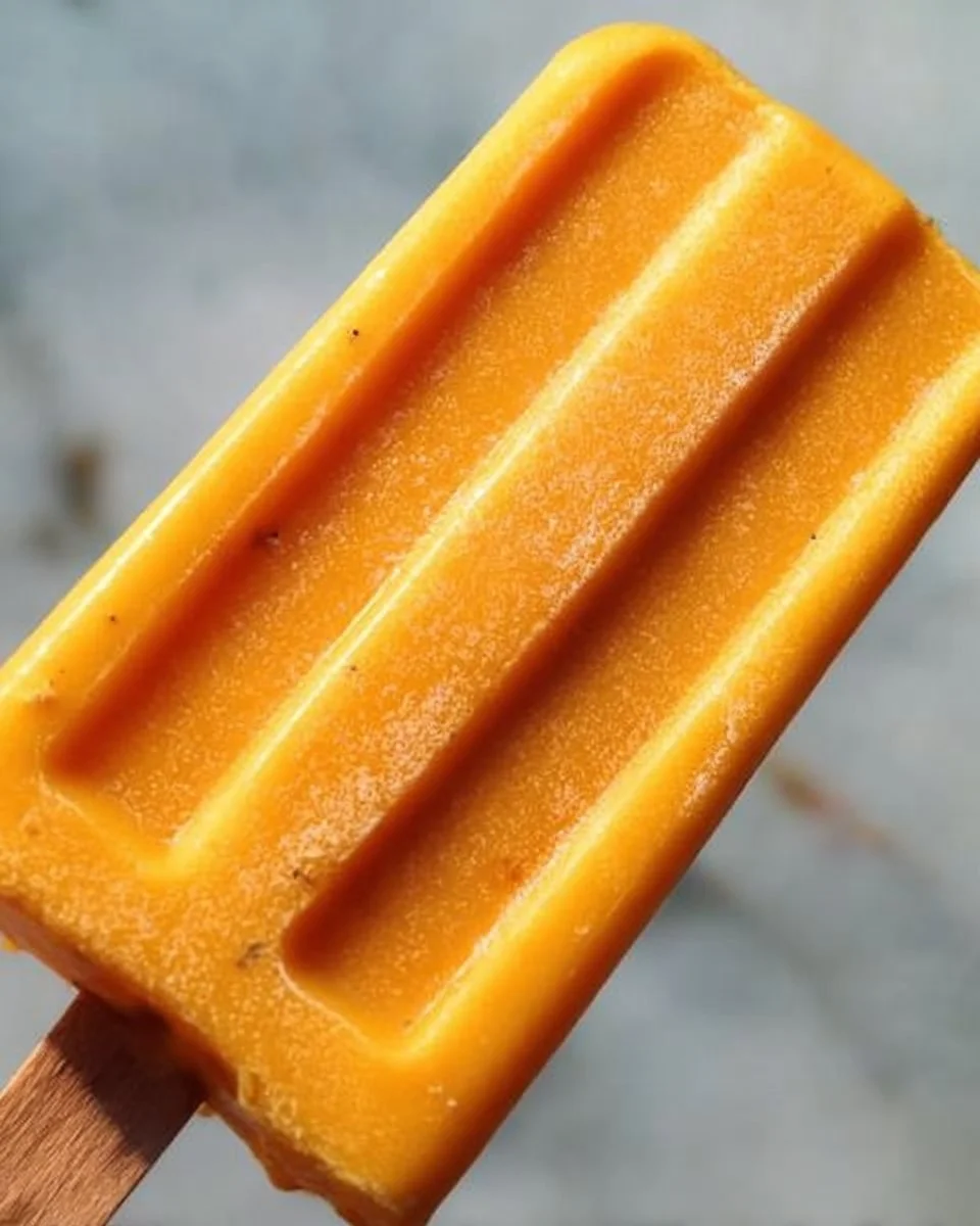 Homemade Mango Lassi Popsicles made with fresh mango and yogurt.