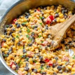 Bowl of vibrant Mexican Street Corn Salad topped with fresh cilantro and cheese.