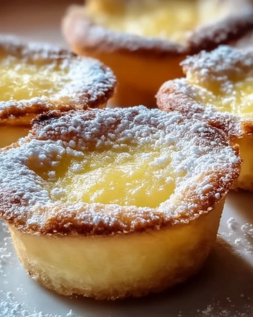 Mini Baby Lemon Impossible Pies with lemon zest on a plate