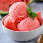 Delicious Ninja Creami Watermelon Sorbet served in a bowl