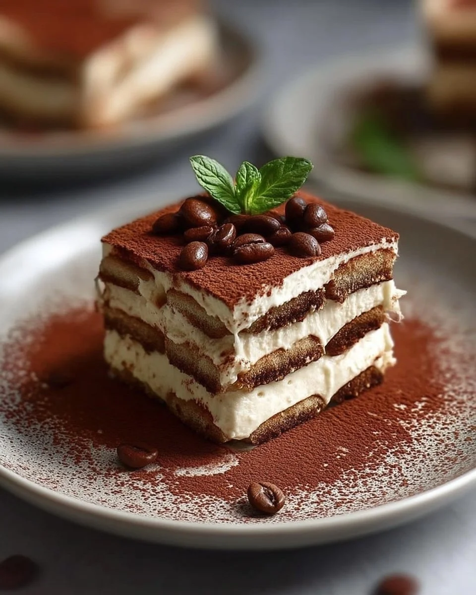 Delicious Nutella Tiramisu dessert served in a glass with cocoa topping.